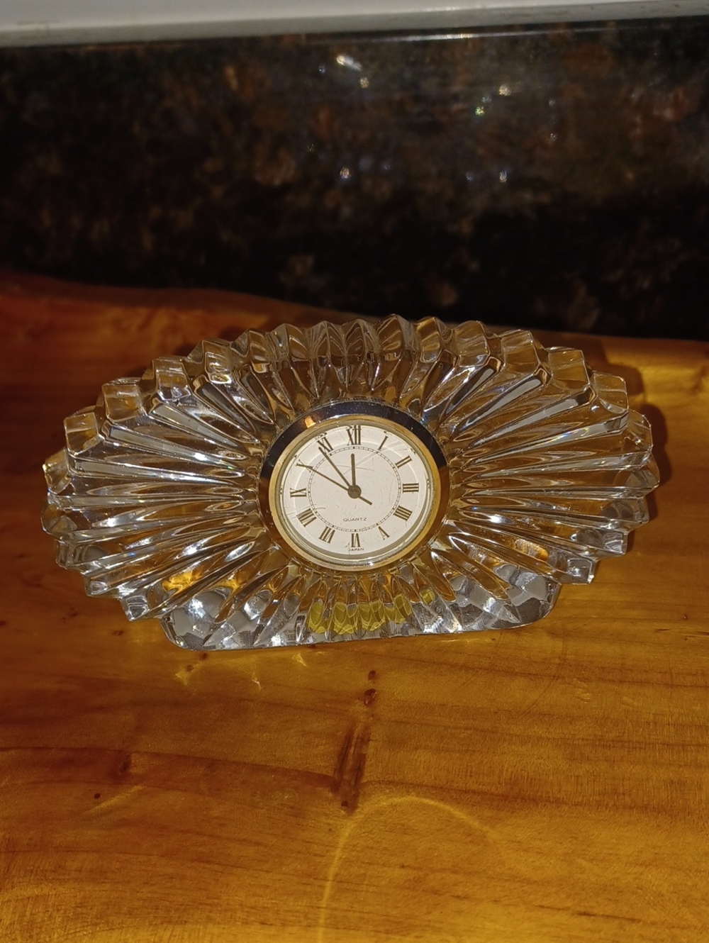 Crystal Sunburst Mantel Clock with Gold Accent